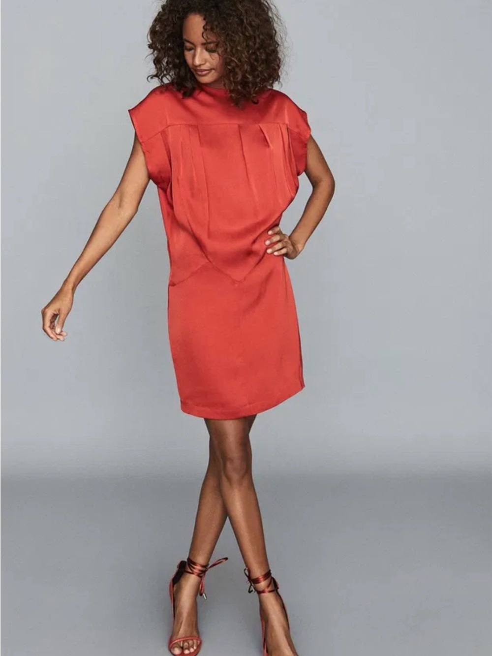 REISS Tara Drape Detail Mini Dress, Red, Size US 4